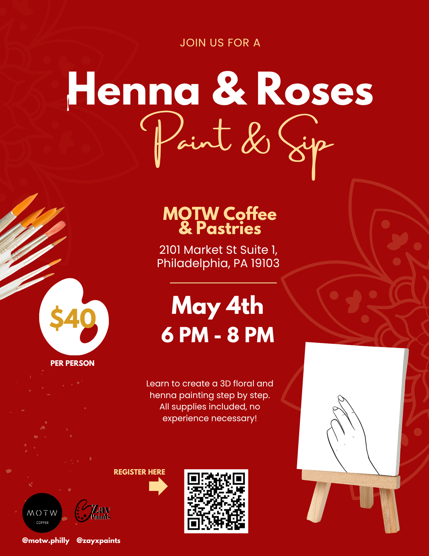Henna and Roses: a 3D Paint & Sip