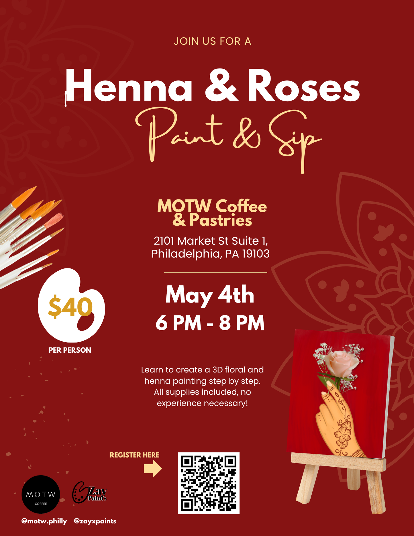 Henna and Roses: a 3D Paint & Sip